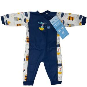 Splash About 6-12 Months Blue Wetsuit UV40+ Tug Boats